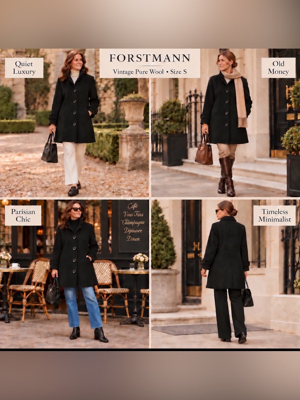 Forstmann Pure Wool Single Breasted‎ Coat Vintage Women S Quiet Luxury Old Money